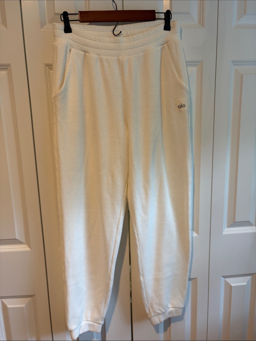 ALO Ivory Waffle Weekend Escape Joggers
